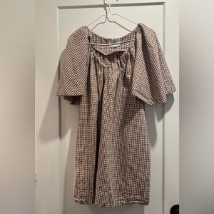Tuckernuck Mocha Cotton Gingham Finn Cotton Dress Size XL